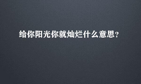 给你阳光你就灿烂什么意思？