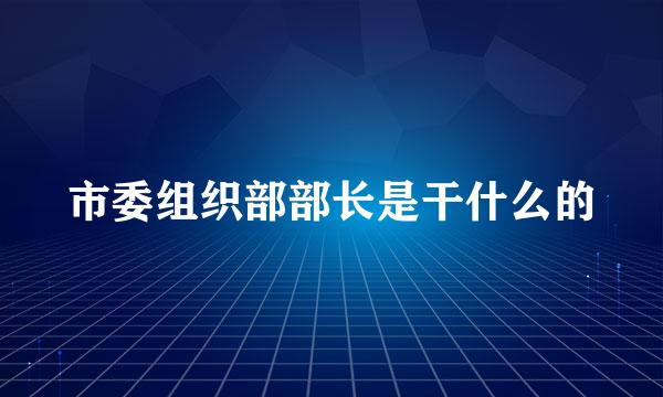 市委组织部部长是干什么的