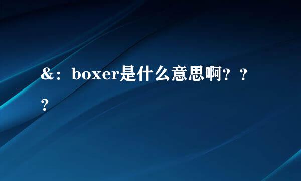 &：boxer是什么意思啊？？？