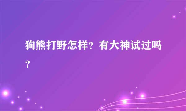 狗熊打野怎样？有大神试过吗？