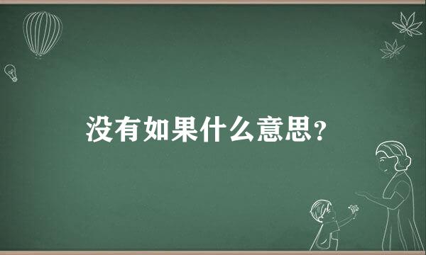 没有如果什么意思？