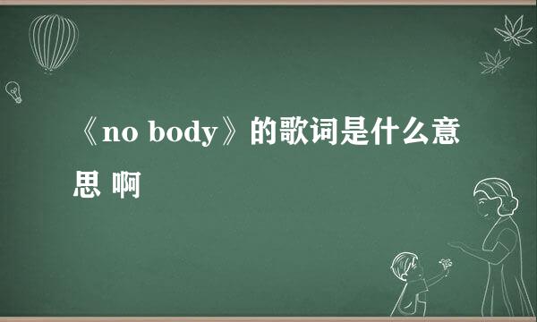 《no body》的歌词是什么意思 啊