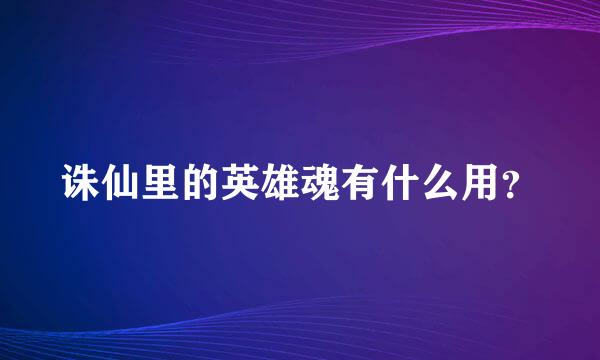 诛仙里的英雄魂有什么用？