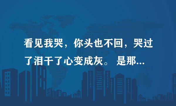 看见我哭，你头也不回，哭过了泪干了心变成灰。 是那首歌的歌词？