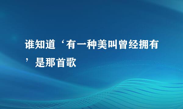 谁知道‘有一种美叫曾经拥有’是那首歌