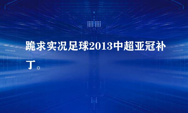 跪求实况足球2013中超亚冠补丁。