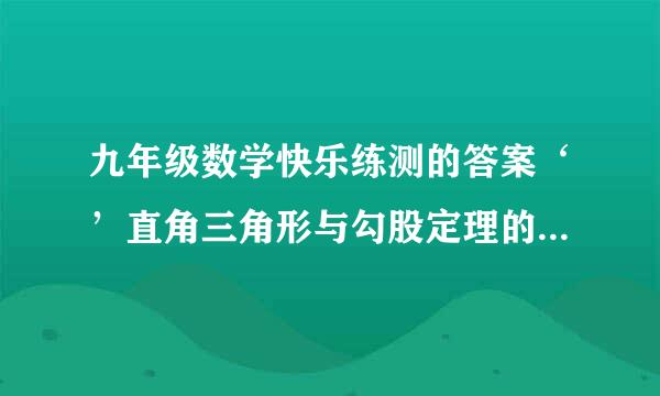 九年级数学快乐练测的答案‘’直角三角形与勾股定理的答案‘’