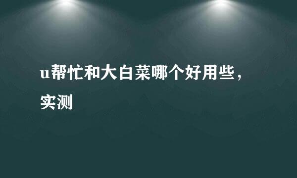 u帮忙和大白菜哪个好用些，实测