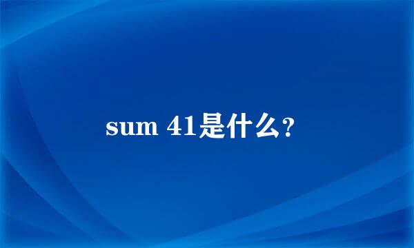 sum 41是什么？