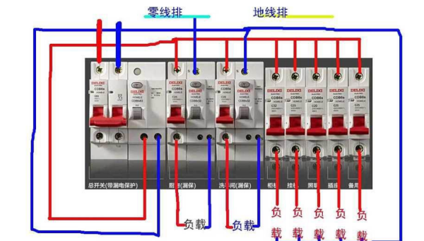 4p漏电空气开关接线图