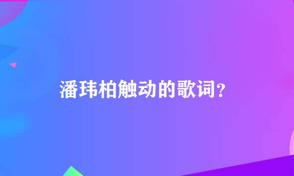 潘玮柏触动的歌词？