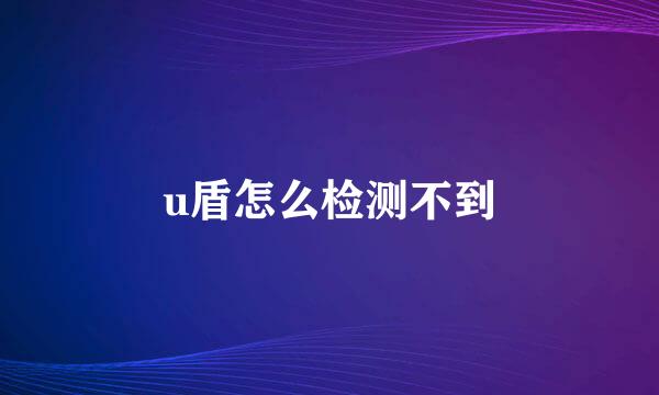 u盾怎么检测不到