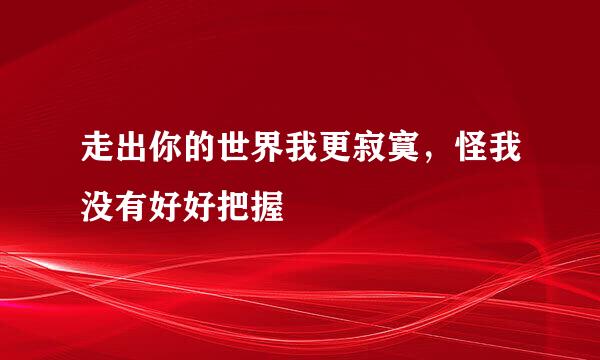 走出你的世界我更寂寞，怪我没有好好把握