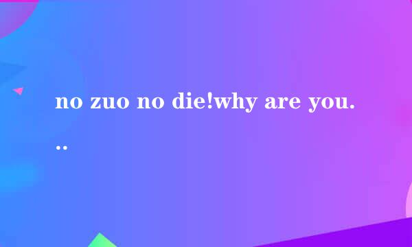 no zuo no die!why are you always try!是什么意思啊？