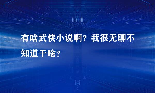 有啥武侠小说啊？我很无聊不知道干啥？