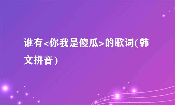 谁有<你我是傻瓜>的歌词(韩文拼音)