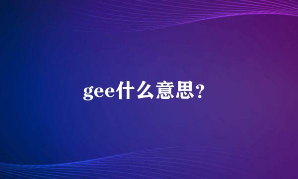 gee什么意思？