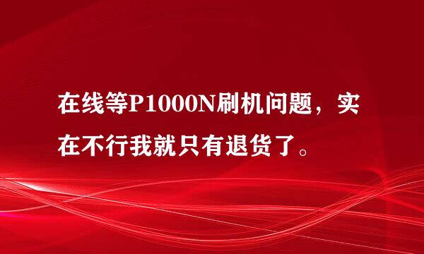 在线等P1000N刷机问题，实在不行我就只有退货了。