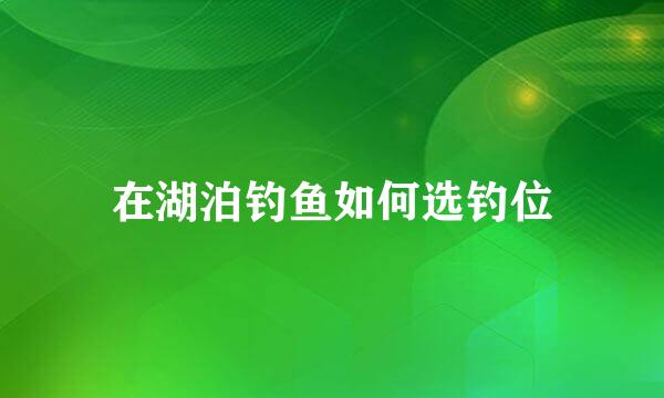 在湖泊钓鱼如何选钓位