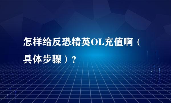 怎样给反恐精英OL充值啊（具体步骤）？