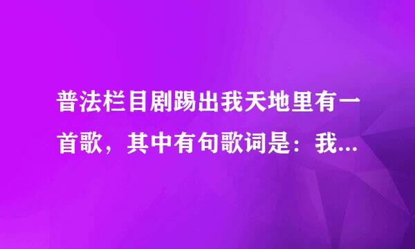 普法栏目剧踢出我天地里有一首歌，其中有句歌词是：我的眼神里，未来很清晰！是什么歌？