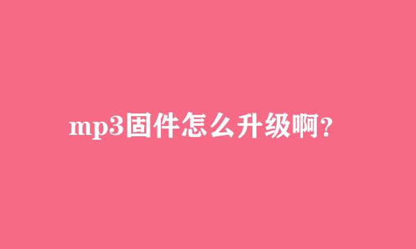 mp3固件怎么升级啊？