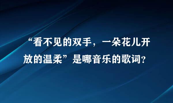 “看不见的双手，一朵花儿开放的温柔”是哪音乐的歌词？