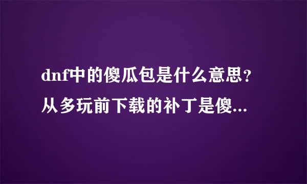 dnf中的傻瓜包是什么意思？从多玩前下载的补丁是傻瓜包吗？如果不是那又是什么？（详细点）