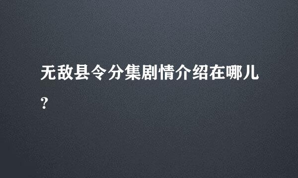 无敌县令分集剧情介绍在哪儿？