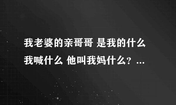 我老婆的亲哥哥 是我的什么我喊什么 他叫我妈什么？？是我妈妈的什么