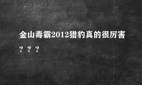 金山毒霸2012猎豹真的很厉害？？？