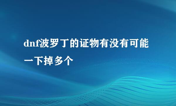 dnf波罗丁的证物有没有可能一下掉多个