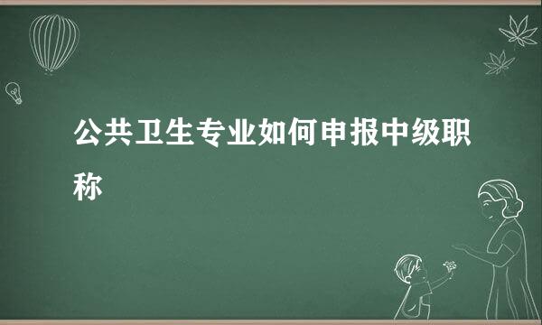 公共卫生专业如何申报中级职称