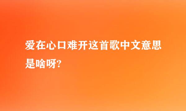 爱在心口难开这首歌中文意思是啥呀?