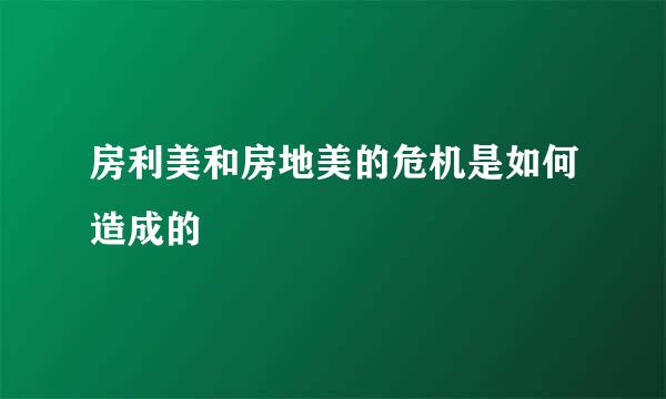 房利美和房地美的危机是如何造成的