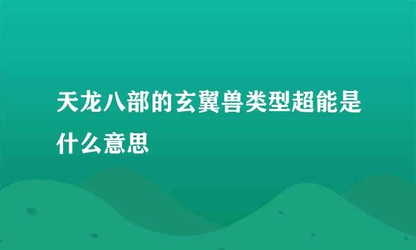 天龙八部的玄翼兽类型超能是什么意思