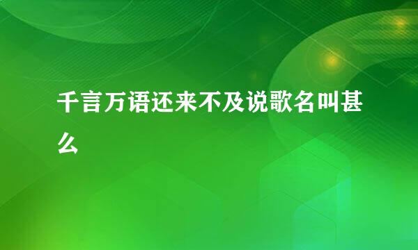 千言万语还来不及说歌名叫甚么