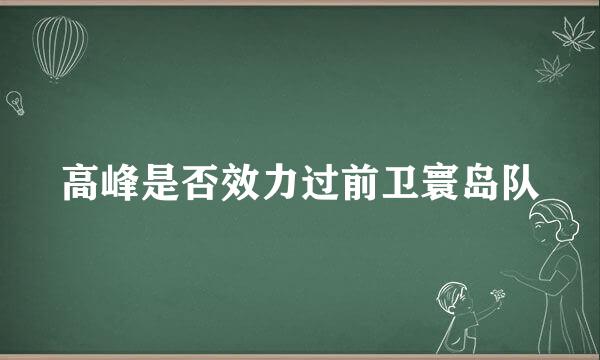 高峰是否效力过前卫寰岛队