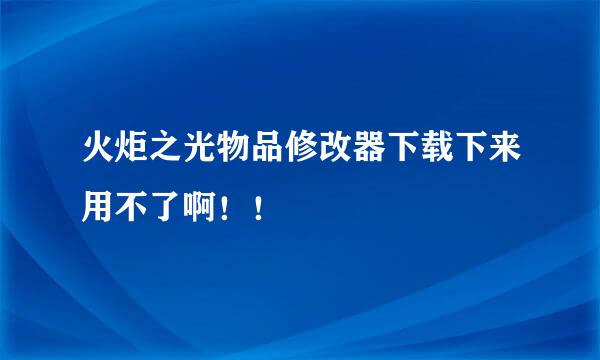 火炬之光物品修改器下载下来用不了啊！！