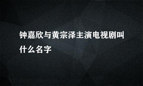 钟嘉欣与黄宗泽主演电视剧叫什么名字