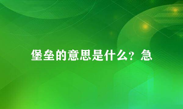 堡垒的意思是什么？急