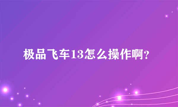 极品飞车13怎么操作啊？