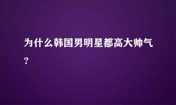 为什么韩国男明星都高大帅气？