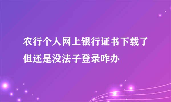 农行个人网上银行证书下载了但还是没法子登录咋办