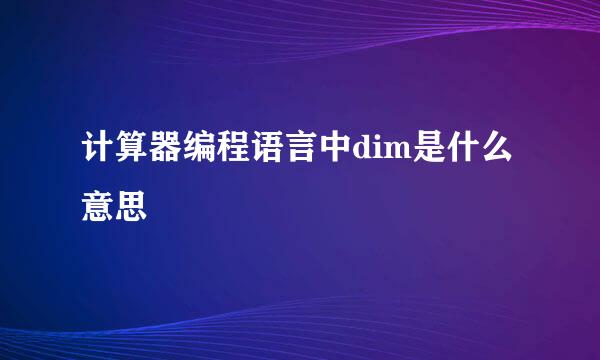 计算器编程语言中dim是什么意思