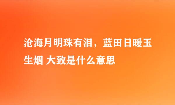 沧海月明珠有泪，蓝田日暖玉生烟 大致是什么意思