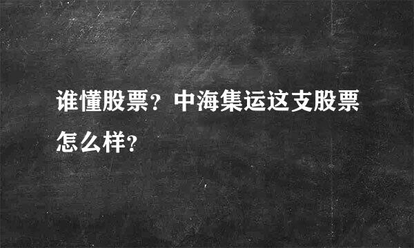 谁懂股票？中海集运这支股票怎么样？