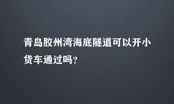 青岛胶州湾海底隧道可以开小货车通过吗？