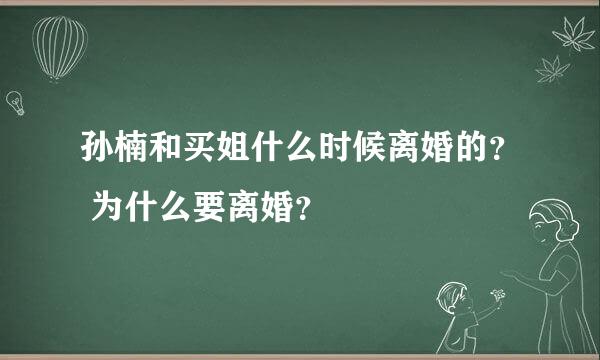 孙楠和买姐什么时候离婚的？ 为什么要离婚？