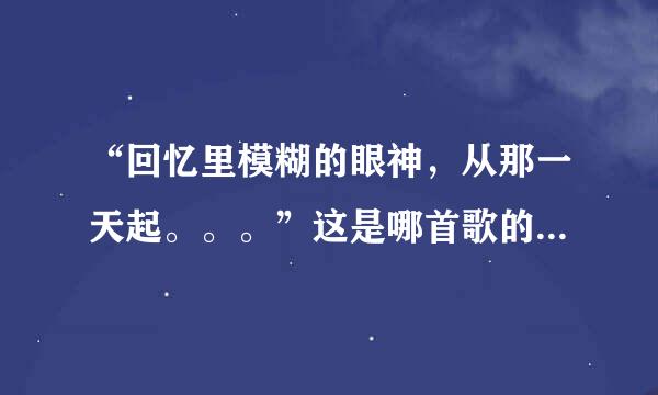 “回忆里模糊的眼神，从那一天起。。。”这是哪首歌的歌词？？